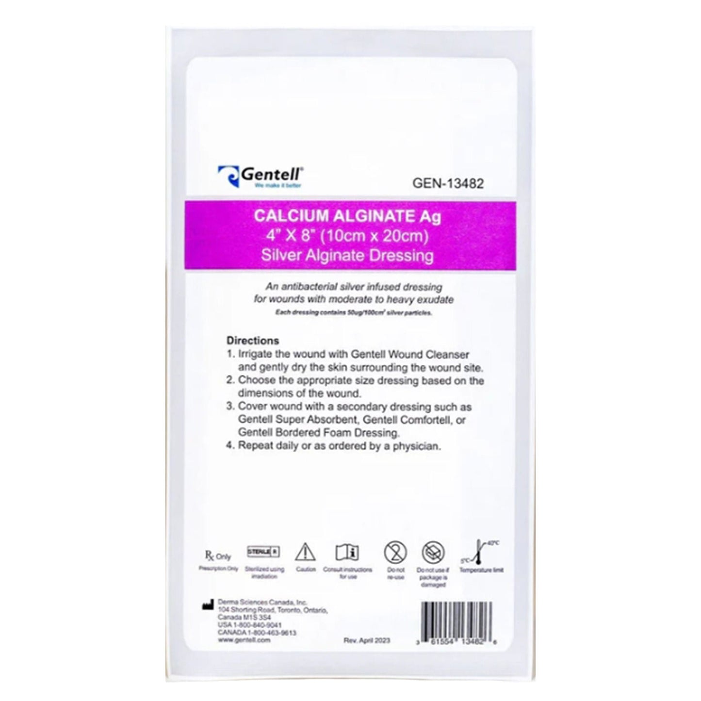 Calcium Alginate Ag (Silver) Dressings 4x8 50/cs