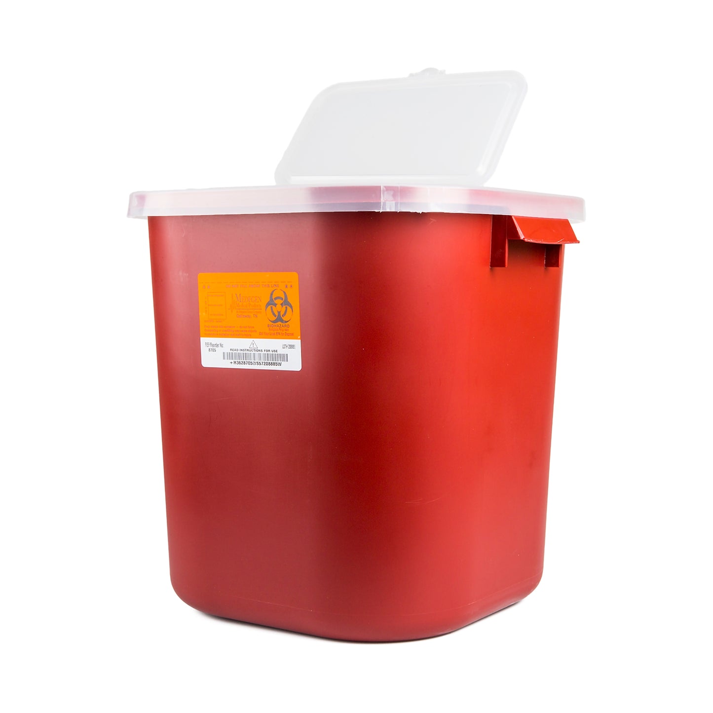 Sharps Container, 8 Gallon Red, 13.75"W x 13.75"D x 14"H, 10/cs