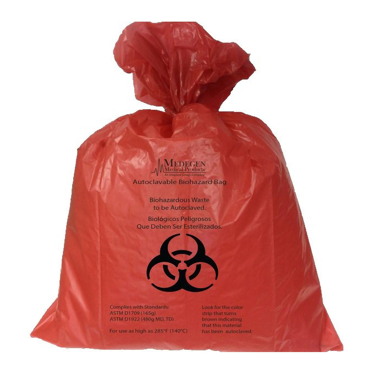 Biohazardous/ Infectious Waste Bag with Biohazard Symbol, 2mL, 55" x 60", 60 Gallon, Red/ Black, 50/cs