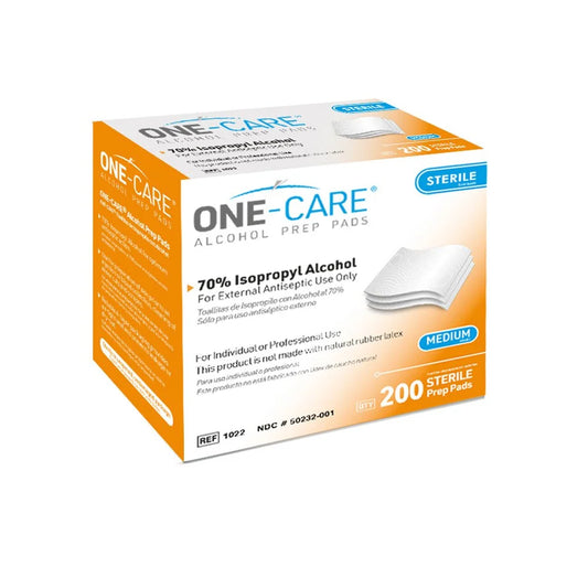 ONE-CARE 70 Percent Isopropyl Alcohol Prep Pads, M Size