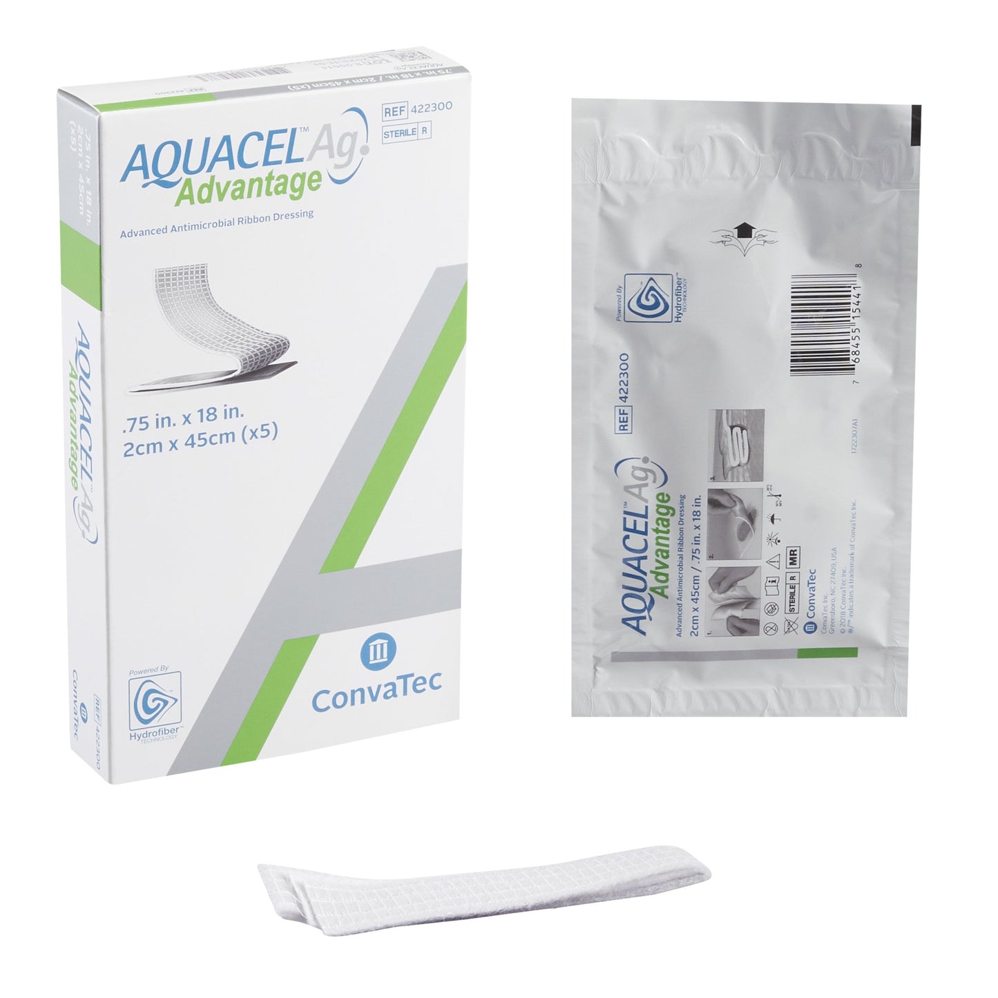 Silver Hydrofiber Dressing Aquacel Ag Advantage 3/4 X 18 Inch Ribbon Sterile 5/bx