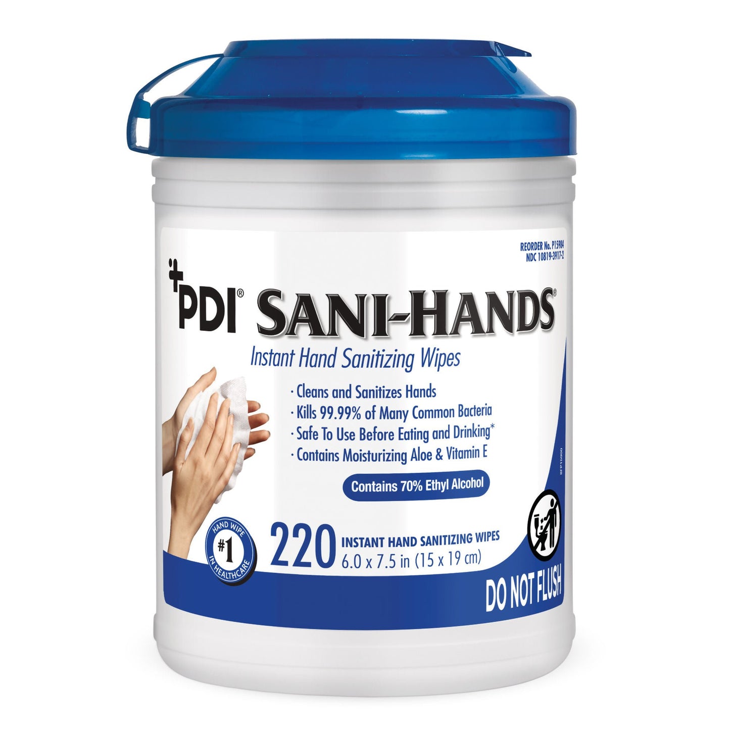 Instant Hand Sanitizing Wipe, Large, 6" x 7.5", 220/can, 6 can/cs