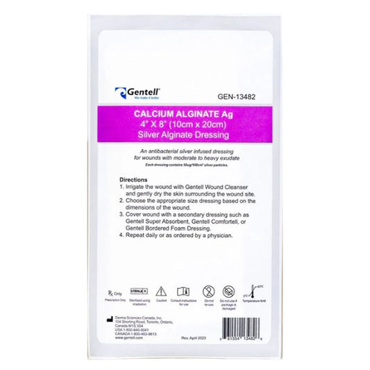 Calcium Alginate Ag (Silver) Dressings 4x8 50/cs