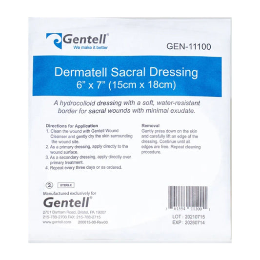 Hydrocolloid Dressing Gentell® Dermatell™ 6 X 7 Inch Sacral Hydrocolloid 10/bx