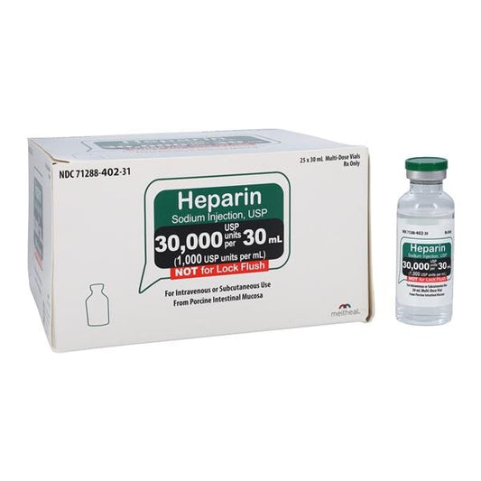 Heparin Sodium Injection, USP 30,000 units 30mL (1,000 units/mL) MDV, 25/Bx