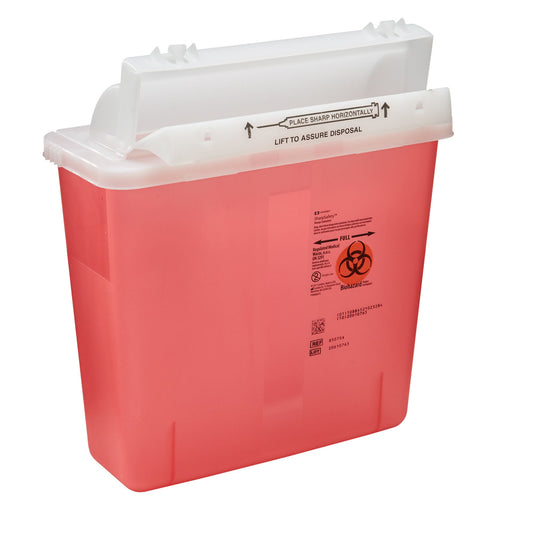 Sharps Container SharpStar In-Room Translucent Red Base 12-1/2 H X 5-1/2 D X 10-3/4 W Inch Horizontal Entry 1.25 Gallon 20/cs