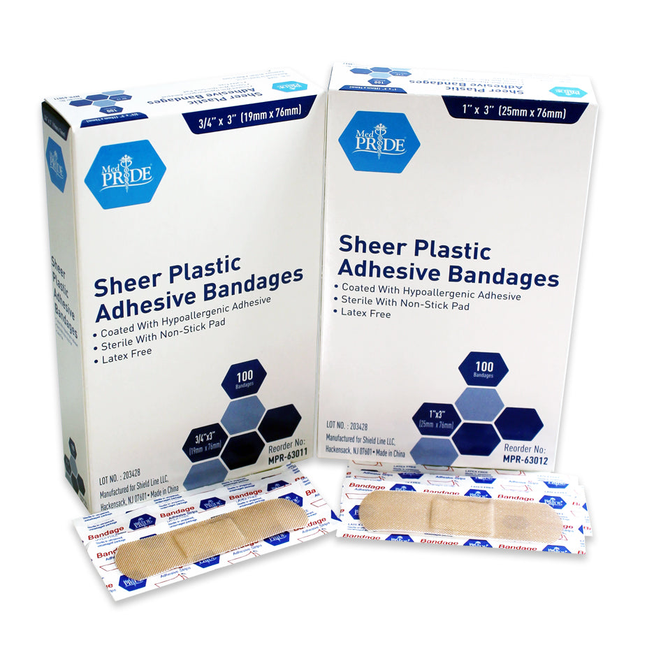 1"x3" Sheer Strip Adhesive Bandages, Sterile, 2400/cs