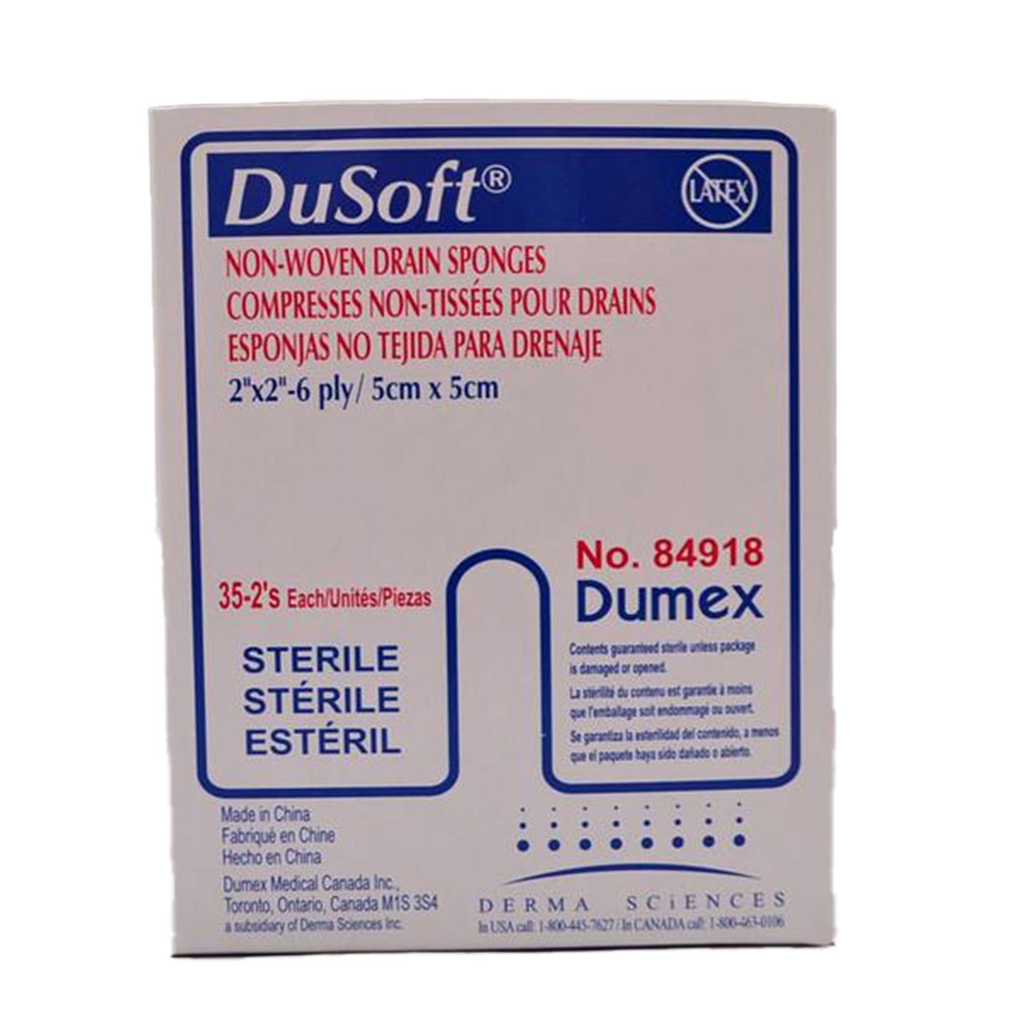 I.V. Sponge DuSoft 2" X 2" 6-Ply Sterile 2 per Pack