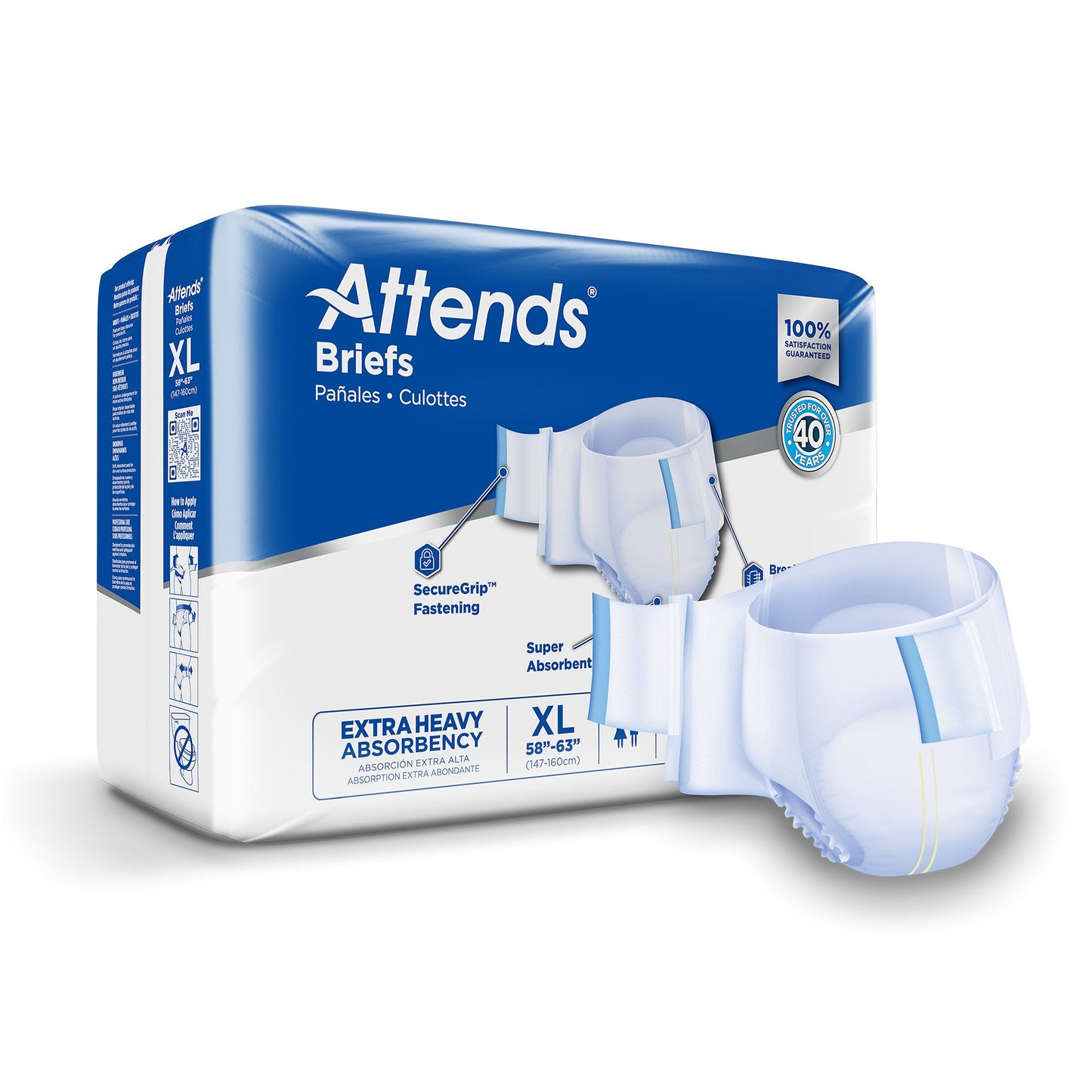 Incontinence Brief Attends Care Advanced Adult Unisex Disposable Heavy Absorbency