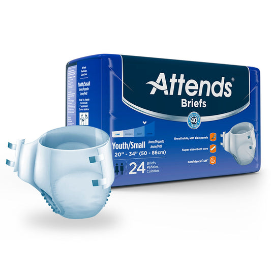 Unisex Youth Incontinence Brief Attends Small Disposable Heavy Absorbency