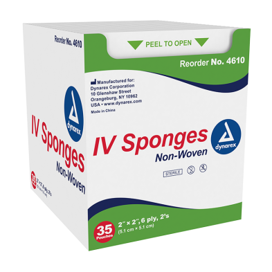 I.V. Sponge Dynarex 2 X 2 Inch 6-Ply Sterile 2 per Pack
