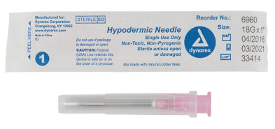 18g x 1" Hypodermic Needle 100/bx