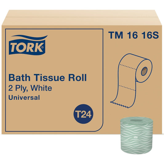 Bath Tissue Roll, Universal, White, 2-Ply, T24, 156.25ft, 4" x 4.4", 500 sht/rl, 96 rl/cs